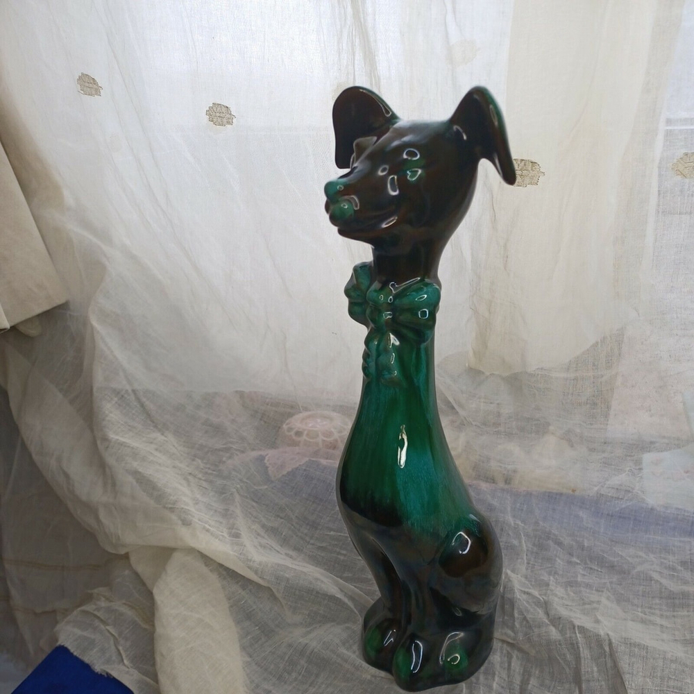 Vintage Blue Mountain Pottery BMP Large Sitting Dog with Bow Tie